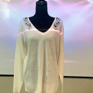 Jaclyn Smiths Collection Sweater, XL, white